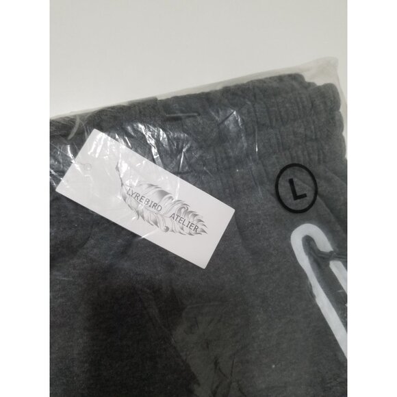 LYREBIRD ATELIER Slim Fit Fleece Jogger Sweatpants In Charcoal - Size Large - Picture 4 of 5